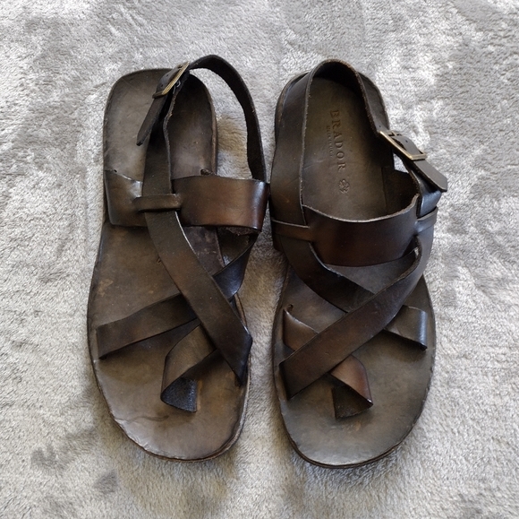 BRADOR   LEATHER Sandals WOMENS SZ US 9-9.5 EU 40 Brown Italy - Picture 1 of 7